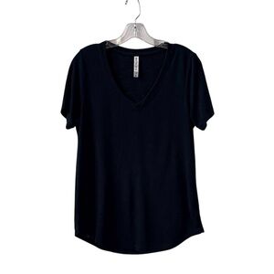 Athleta Navy Blue Breezy Scoop V-Neck Short Sleeve T-Shirt Tee Top Size Medium